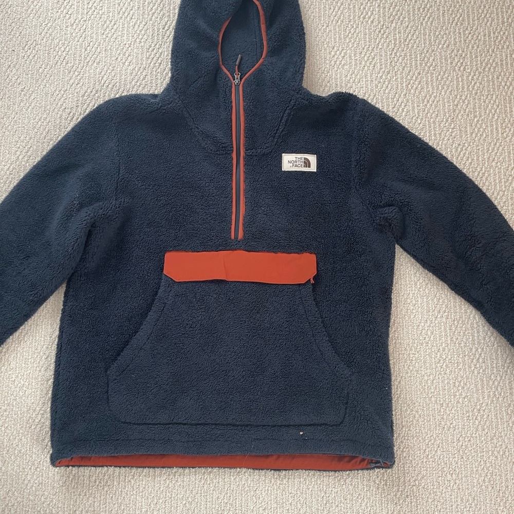 The North Face Navy and Orange Fleece Hoodie